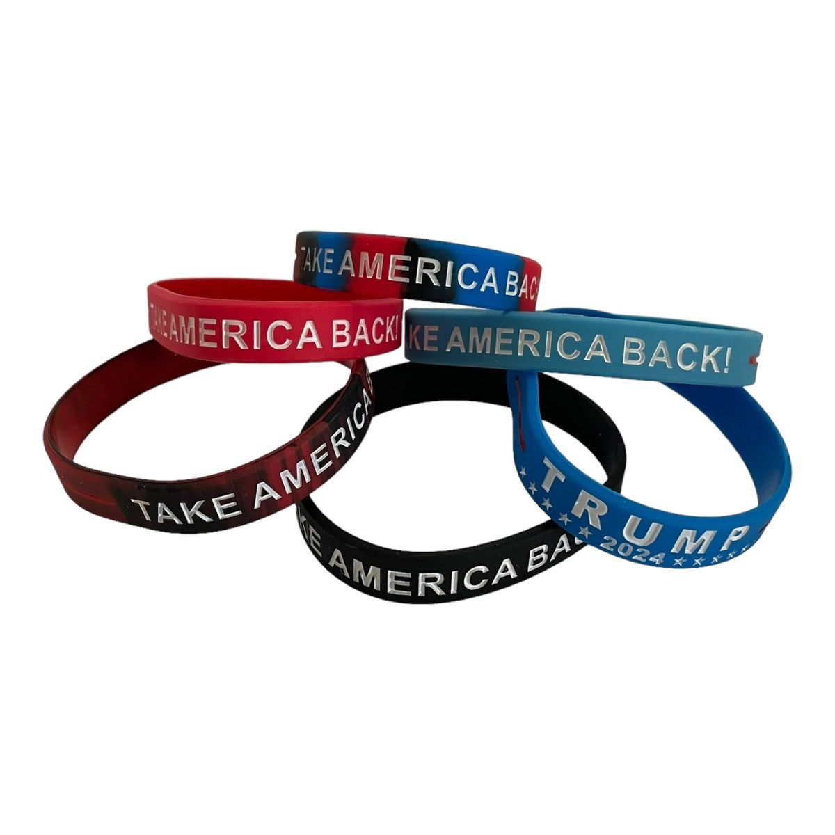 Other 6pc Set Trump 2024 Take America Back Silicone Bracelets NIP Size ONE SIZE - 1 Thumbnail