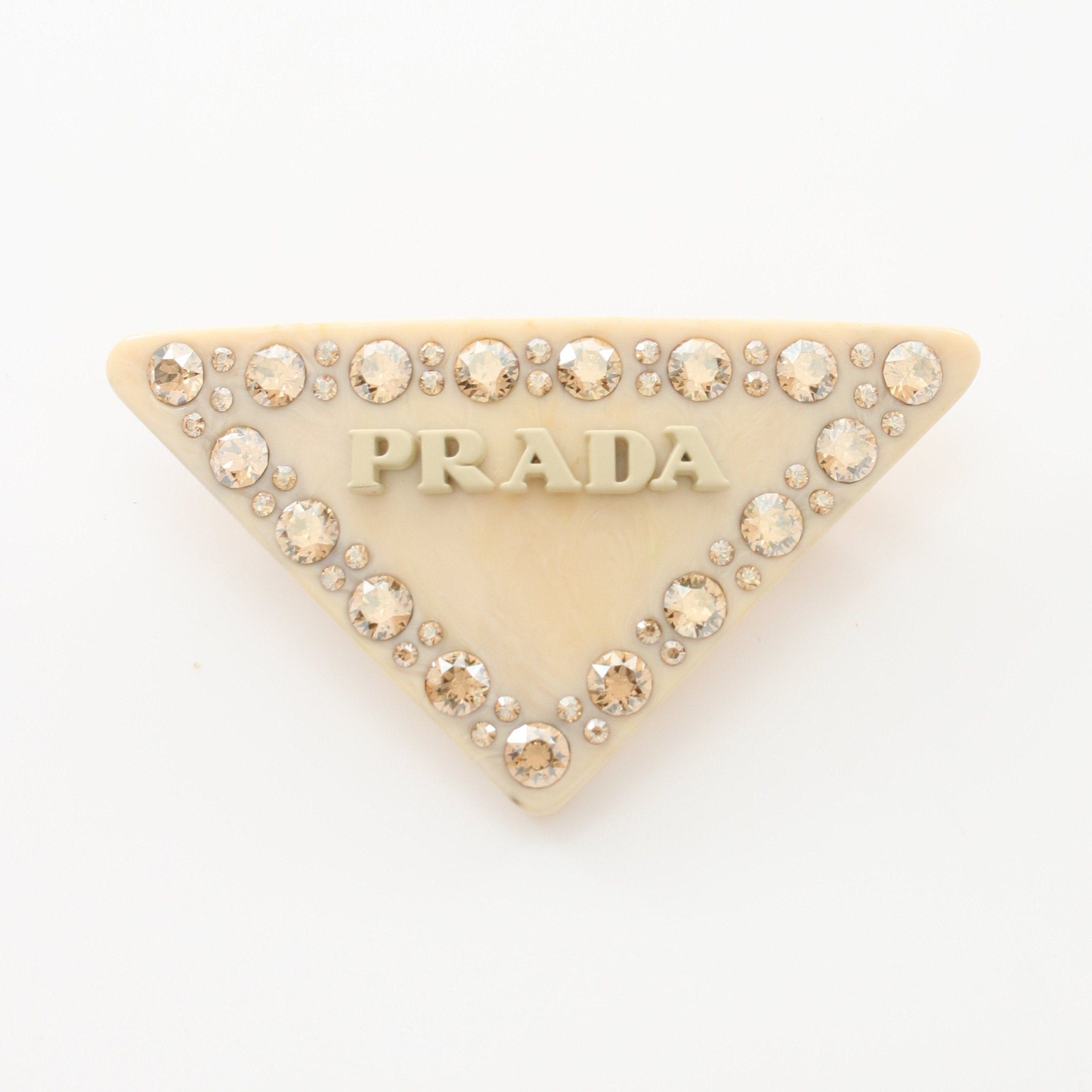 Prada Prada Triangle Logo Barretta Gp Rhinestone Beige Size ONE SIZE - 1 Thumbnail