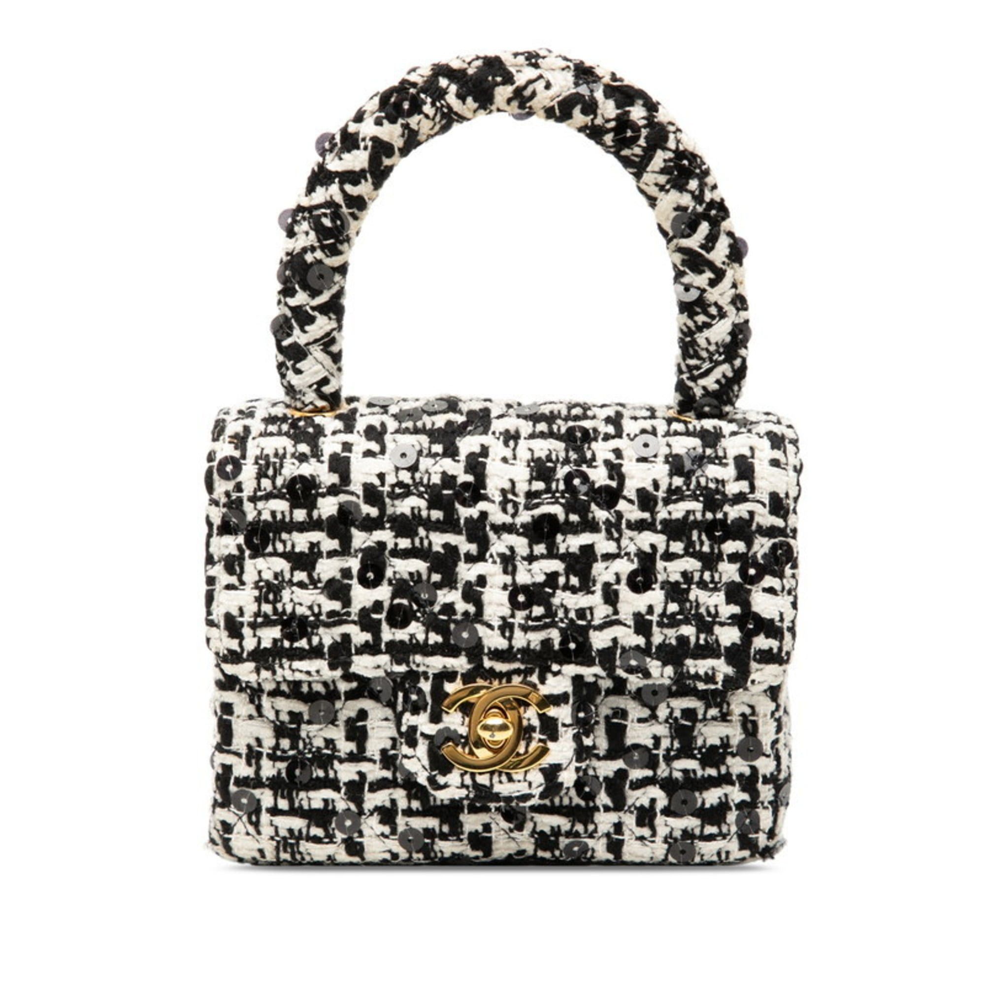 Chanel Chanel Coco Mark Mini Handbag in Black and White Tweed with Sequins for Women Size ONE SIZE - 1 Thumbnail