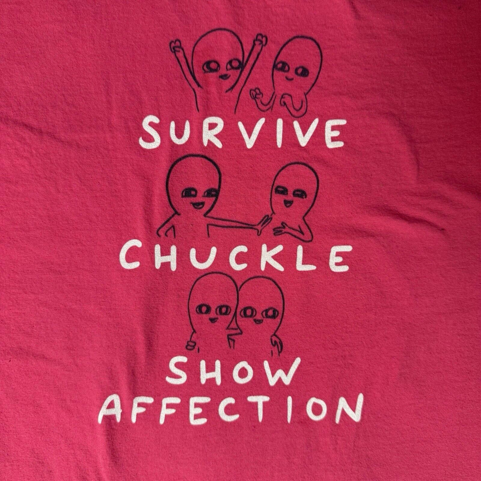 Designer Strange Planet Nathan Pyle T-Shirt Survive Funny Pink XL Size US XL / EU 56 / 4 - 2 Thumbnail