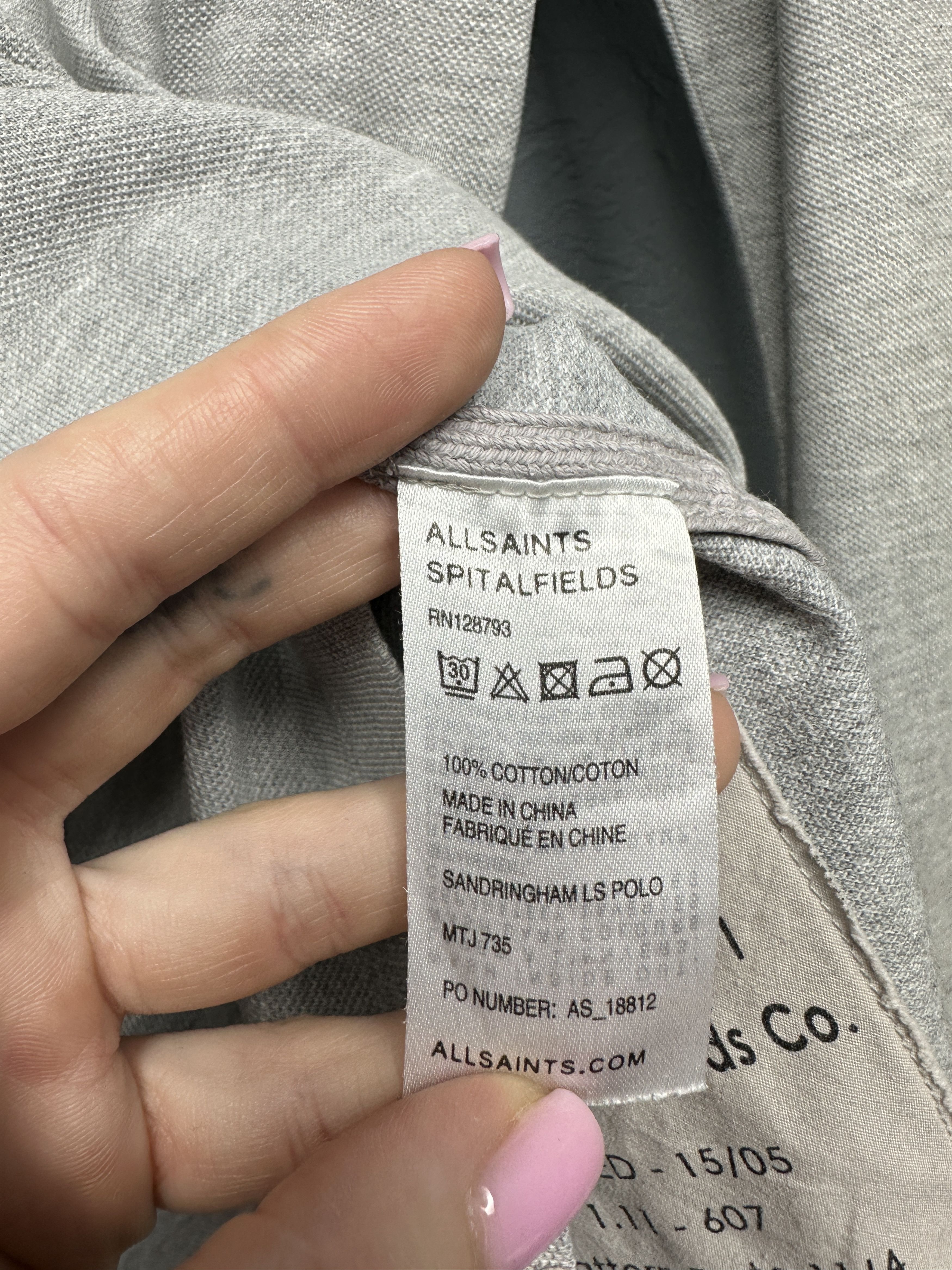 Allsaints Allsaints Mens Sandringham Long Sleeve Polo Shirt Size US M / EU 48-50 / 2 - 5 Thumbnail