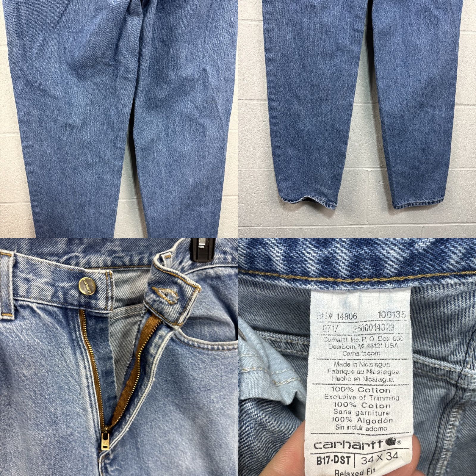 Carhartt VINTAGE Carhartt Jeans Mens Denim Relaxed Fit 34x34 Blue Medium Wash 5-Pocket Logo Straight Mens Size US 34 / EU 50 - 9 Thumbnail