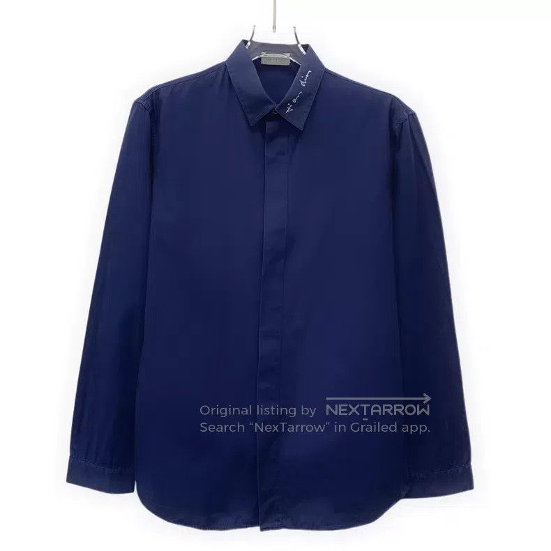 Dior Dior Size 37 Dark blue necklace embroidered cotton lapel lo Size US XXS / EU 40 - 1 Thumbnail