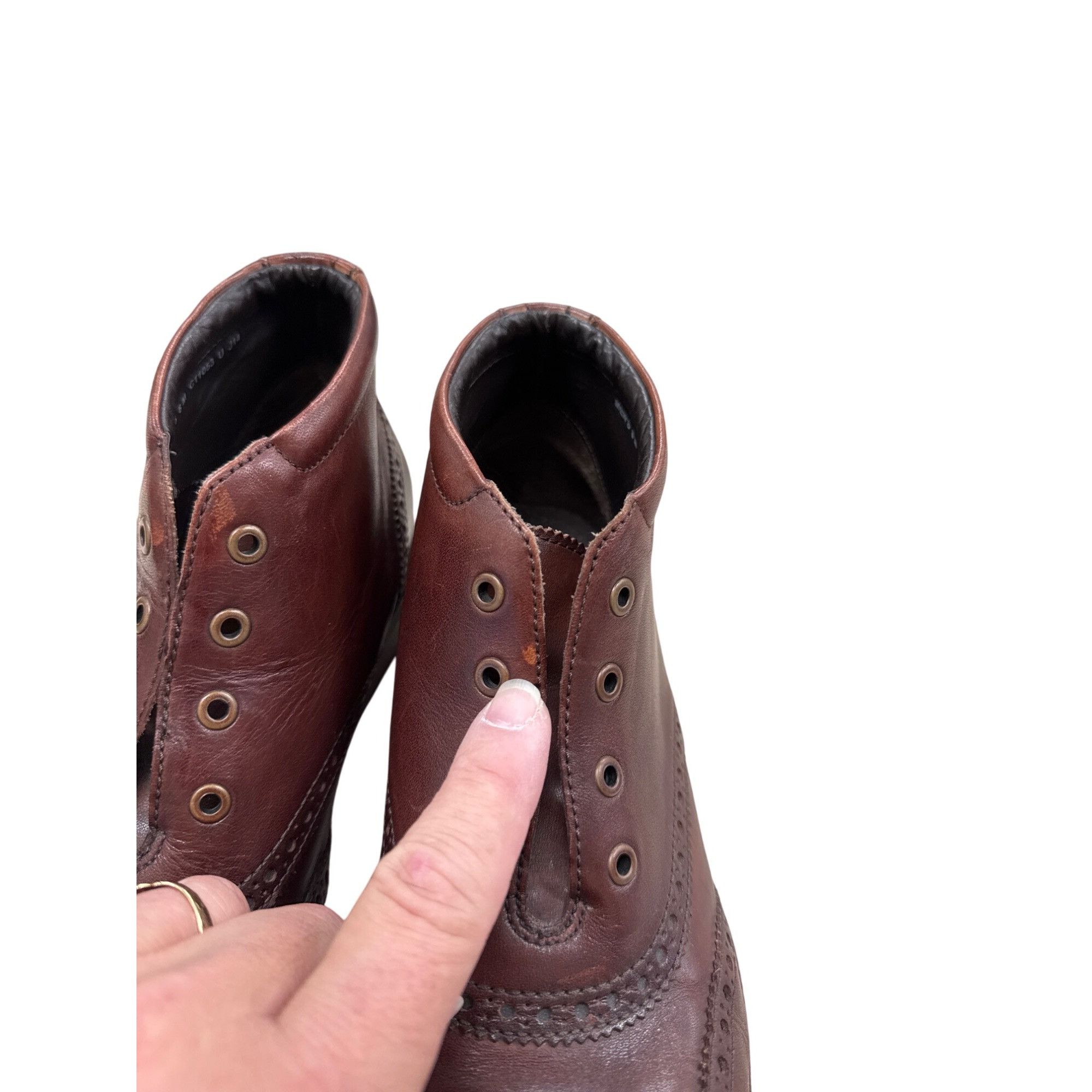 Cole Haan Cole Haan Mens Brown Leather Ankle Wingtip Boots 8M SKU 7796 Size US 8 / EU 41 - 7 Thumbnail