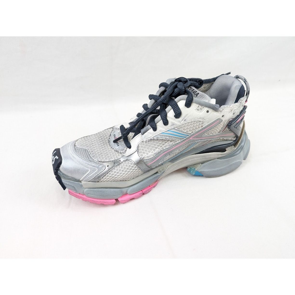 Balenciaga o1rshd1 Mesh Rubber Runners in Eggsh/Grey/Pink/Blue Size US 12 / EU 45 - 9 Thumbnail