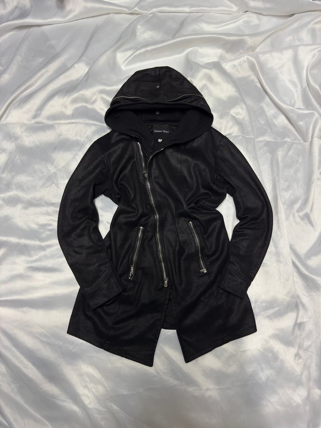 Tornado Mart Rare Johnny Wolf Asymmetrical Wax Zipper Hoodie Size US M / EU 48-50 / 2 - 1 Thumbnail