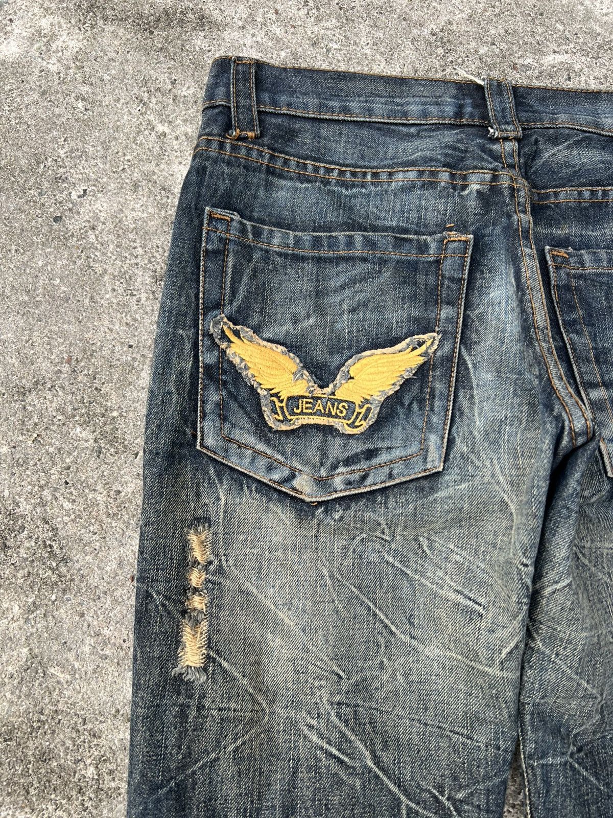 Vintage 💥Flare💥Japanese Brand Kui Distress Jeans Very Rare Size US 30 / EU 46 - 17 Thumbnail