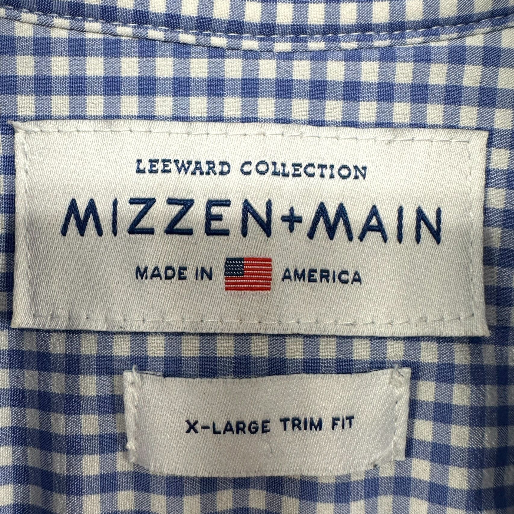 Mizzen+Main Mizzen+Main Shirt Mens XL Blue White Button Up Plaid Gingham Stretch Slim Fit Casual Travel Size US XL / EU 56 / 4 - 4 Thumbnail