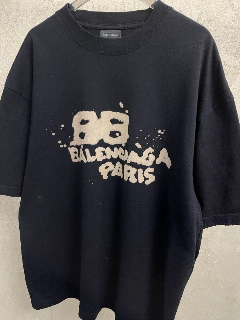 Balenciaga Balenciaga Black Splash Double B Logo Short Sleeve T-Shirt Size US S / EU 44-46 / 1 - 3 Thumbnail