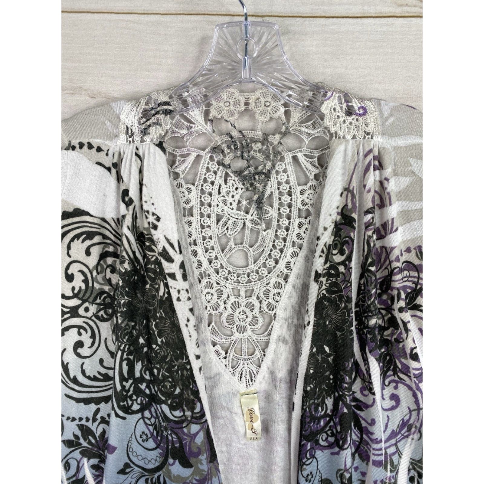 Vintage LOVE J Cardigan Womens S Blue Open Sublimation Asymmetrical Knit Crochet Lace Size L / US 10 / IT 46 - 2 Thumbnail