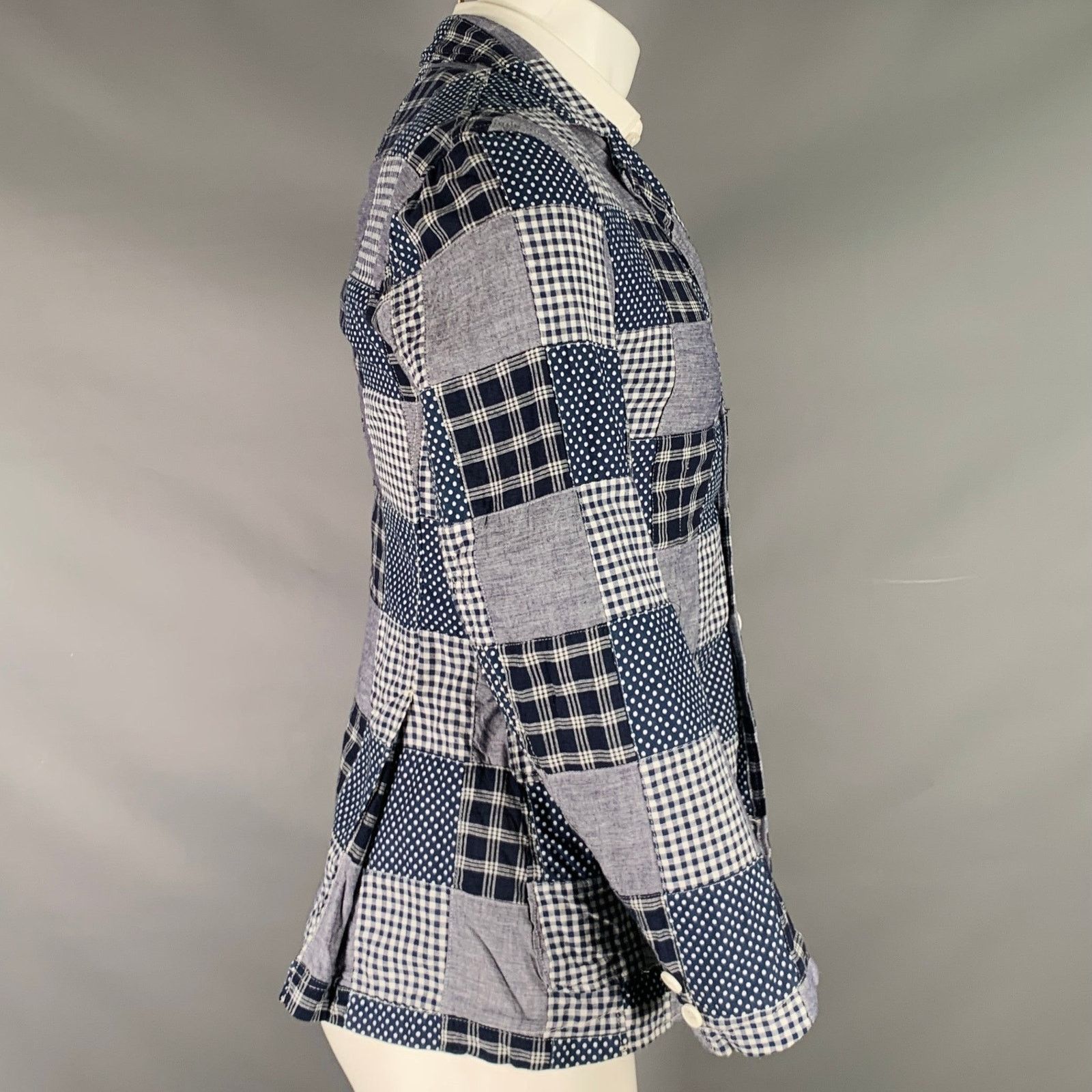 Engineered Garments Size XS Navy White Patchwork Cotton Sport Coat Size 34R - 2 Thumbnail