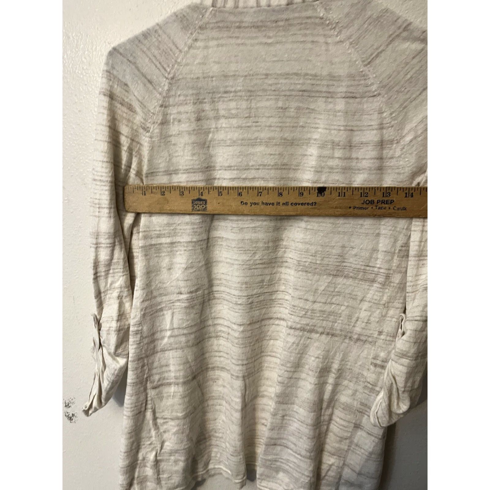Express VINTAGE? No — Express Cardigan: Women's Open Knit Striped Long Sleeve, Ivory, Size S, Roll Tab Size S / US 4 / IT 40 - 5 Thumbnail