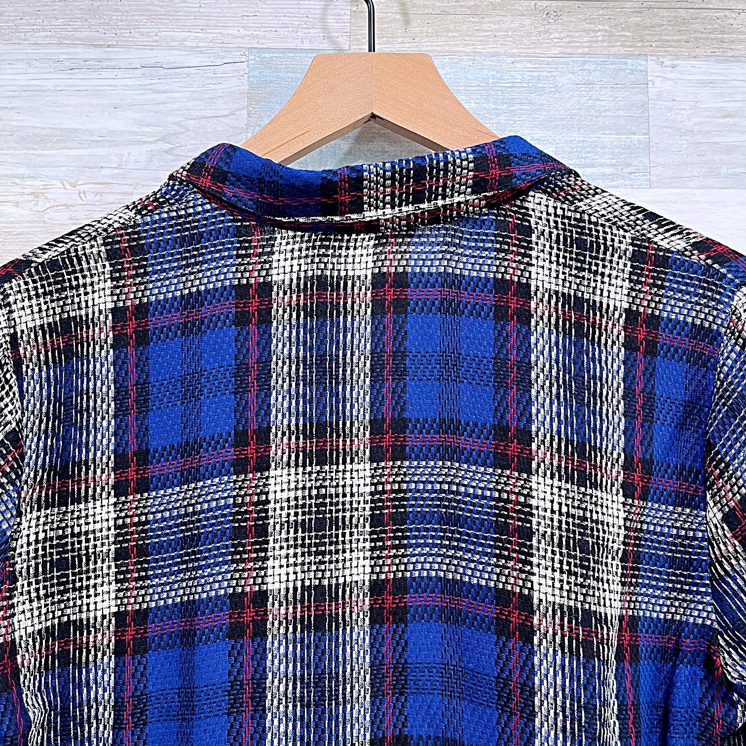 Other LUSH Plaid Flannel Popover Longline Top Blue Gray Relaxed S Size S / US 4 / IT 40 - 4 Thumbnail
