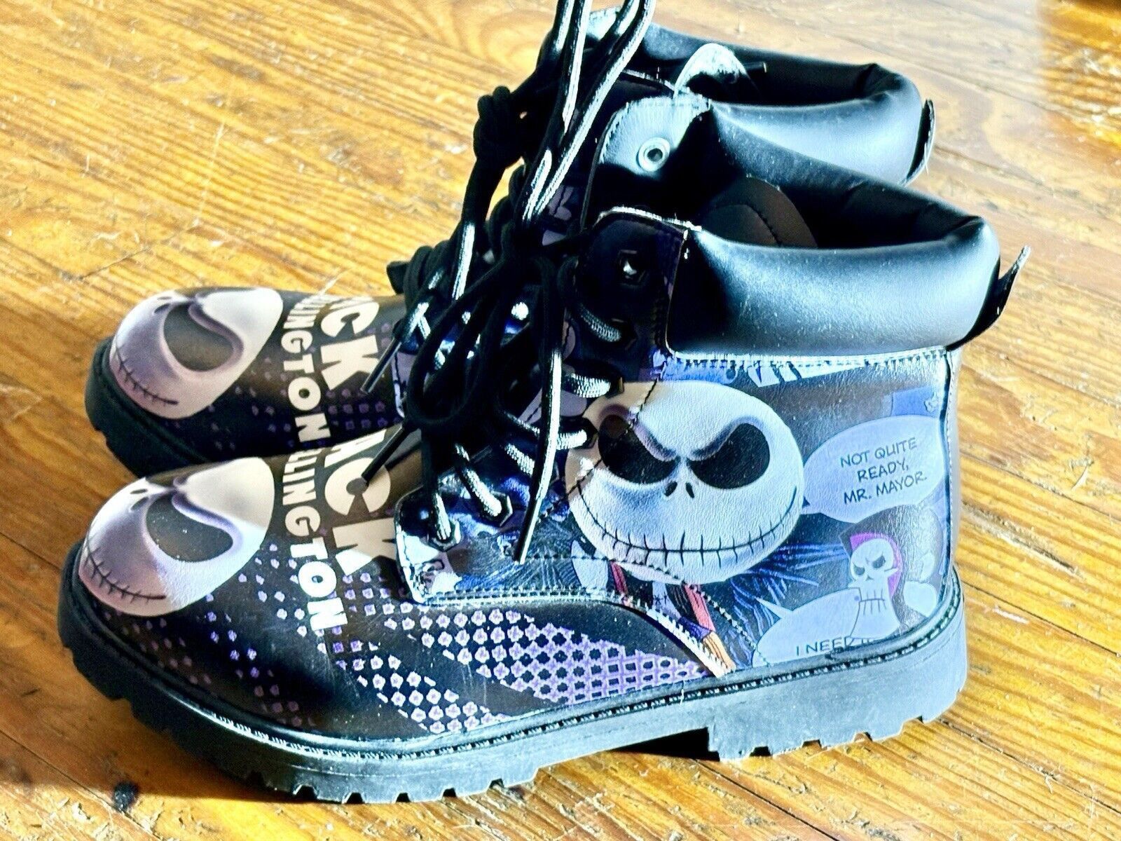 Disney Nightmare Before Christmas Jack Skellington Combat Boots Size US 6.5 / IT 36.5 - 2 Thumbnail