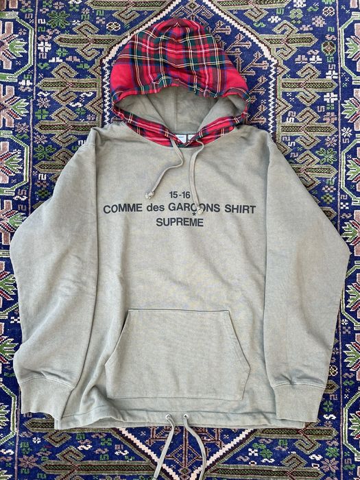 Cdg supreme plaid clearance hoodie