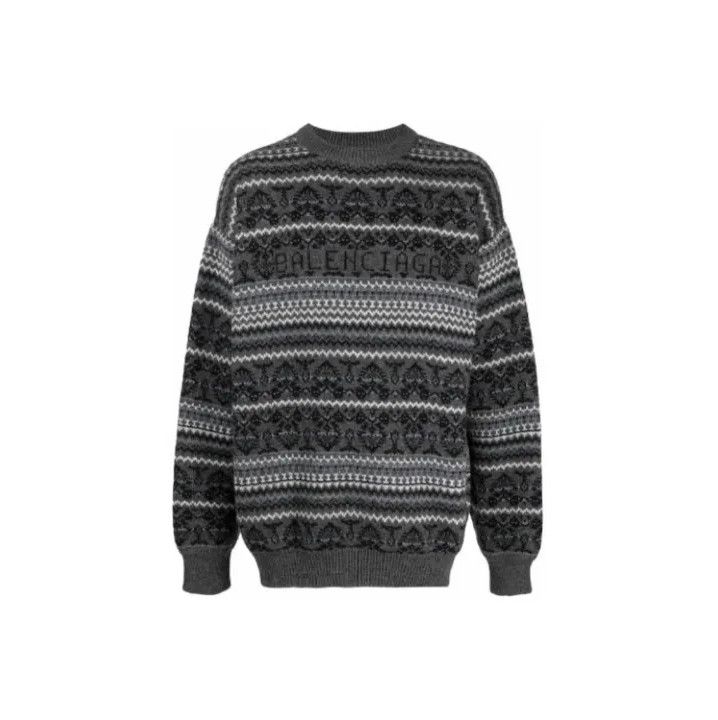 Balenciaga Balenciaga Men's Gray Sweater with Fair Isle Pattern Size US L / EU 52-54 / 3 - 1 Thumbnail