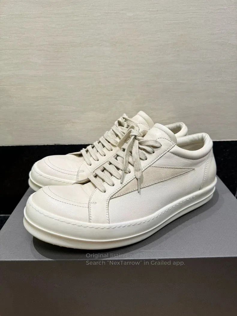 Rick Owens Rick Owens White Low Top Leather Sneakers- Size US 9 / EU 42 - 1 Thumbnail