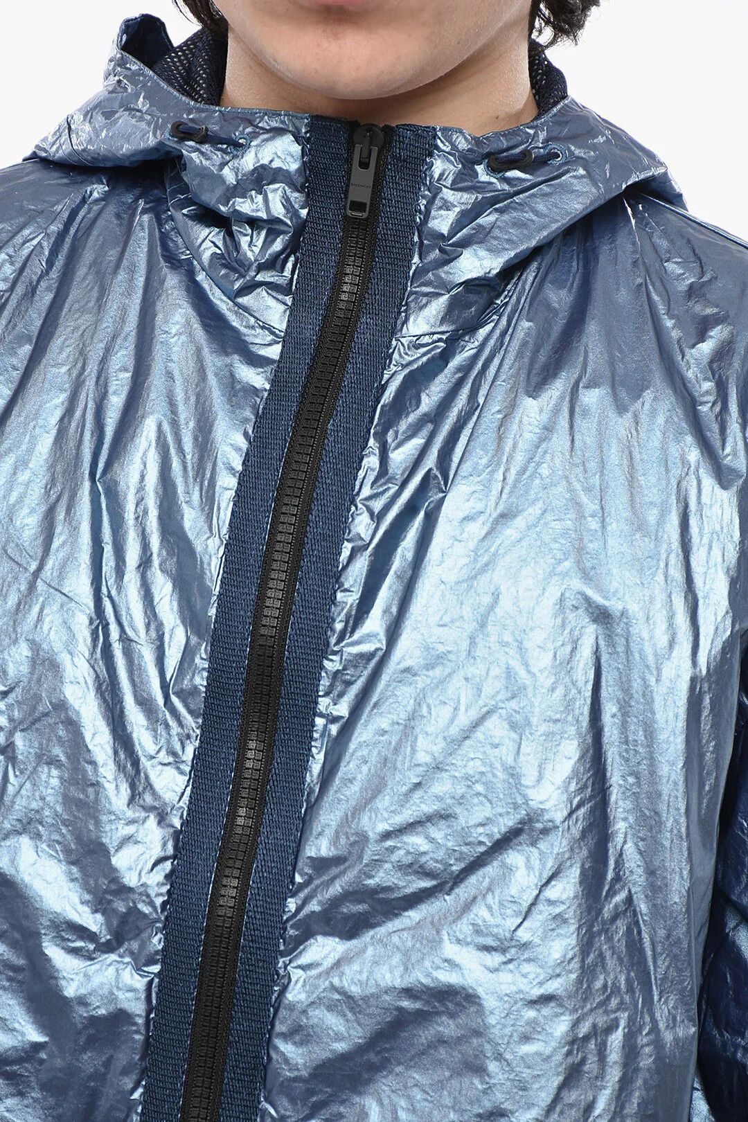 Givenchy og1mm0326 Nylon Lamé Windbreaker Jacket in Light Blue Size US M / EU 48-50 / 2 - 3 Thumbnail