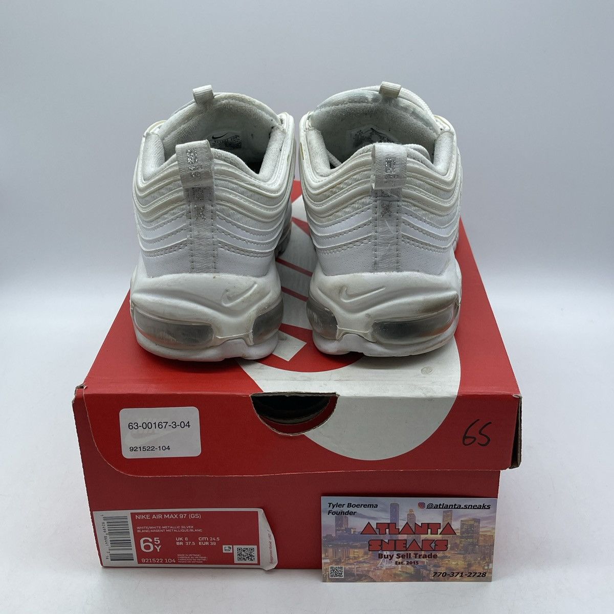 Nike Air max 97 white metallic silver Size US 6.5 / EU 39-40 - 3 Thumbnail
