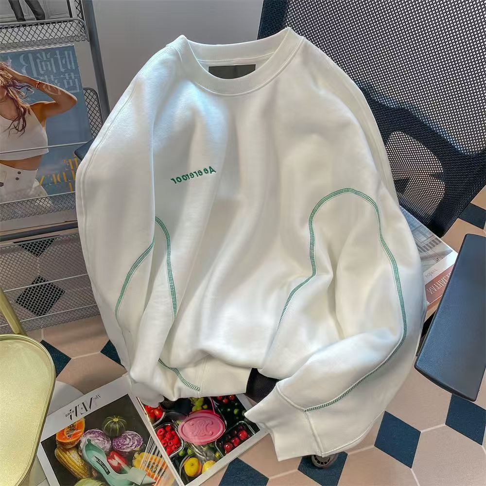 Vintage White Green Stitch Oversized Sweatshirt Size US M / EU 48-50 / 2 - 1 Thumbnail