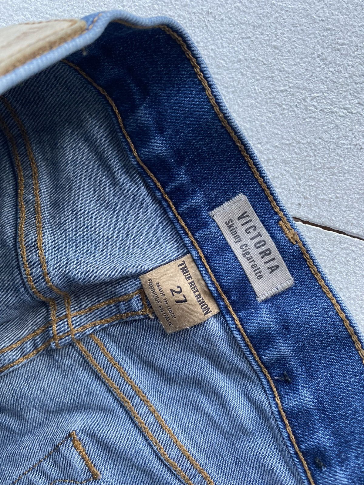 True Religion 00s Y2K True Religion Victoria Skinny Distressed Jeans Italy Size 29" - 7 Thumbnail