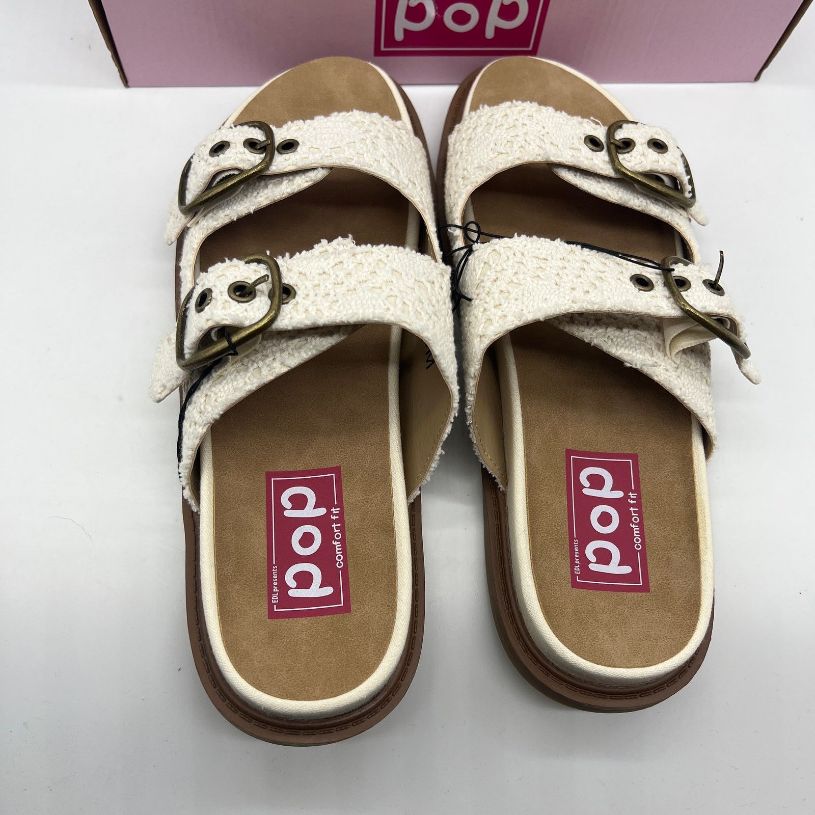 Other Pop Balance Womens Footbed Sandals Cream Natural Size 10M Size US 10 / IT 40 - 3 Thumbnail