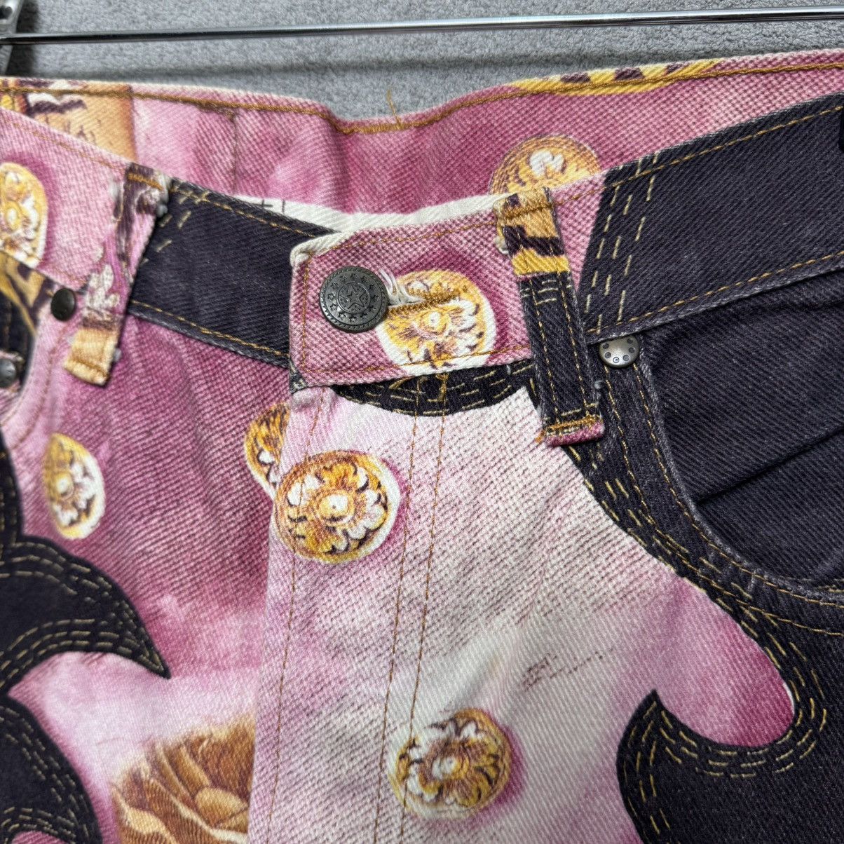 Beauty Beast × Designer Kiliwatch Secuction All Over Print Flared Bootcut Jeans Size US 27 - 8 Thumbnail