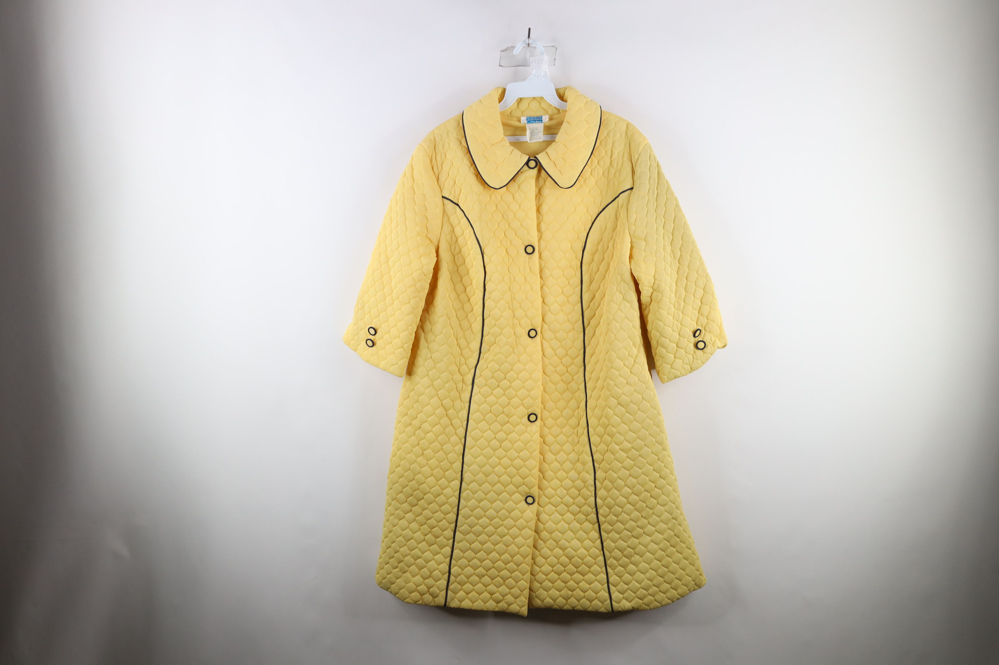 image of Vintage 60S 70's Streetwear Collared Overcoat Jacket Yellow, Women's (Size Large)