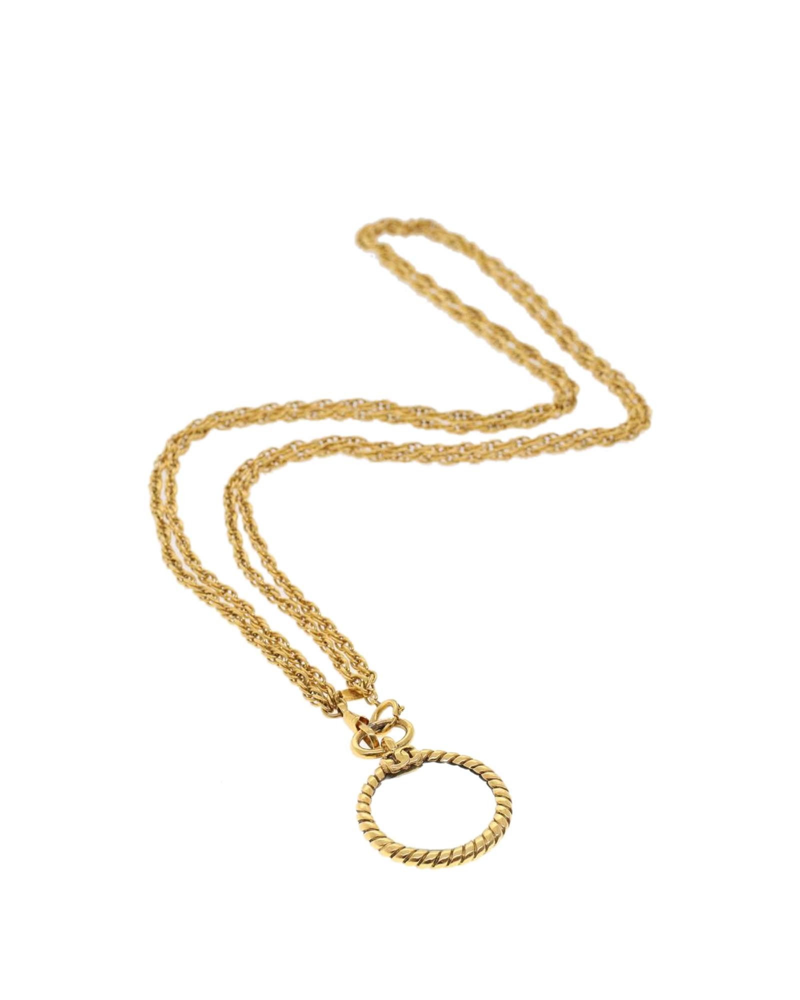 image of Chanel Gold-Tone Metal Sleek Designer Necklace, Women's