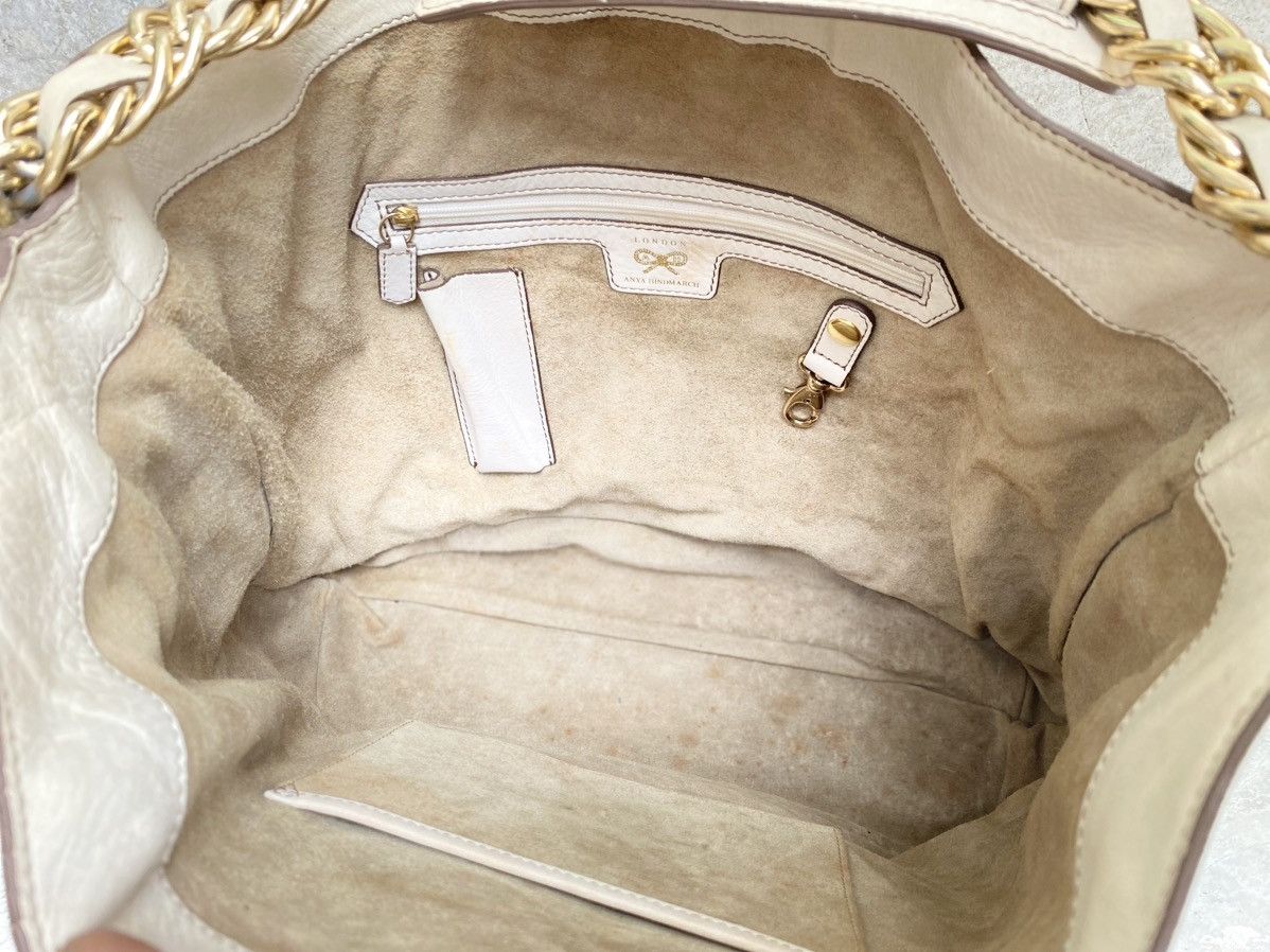 Anya Hindmarch Anya Hindmarch White Leather Chain Link Handle Bag Size ONE SIZE - 9 Thumbnail