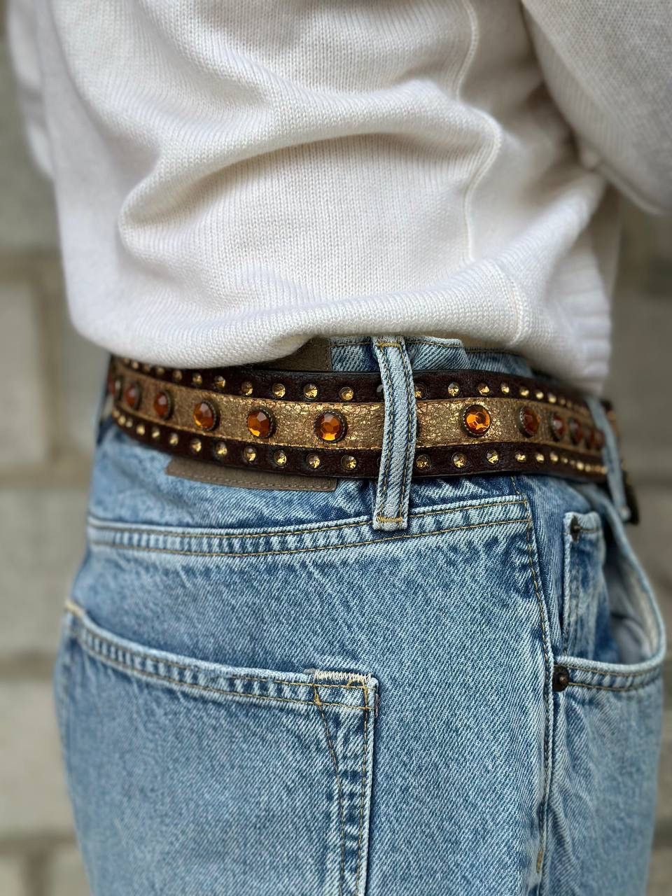 Western Rise VTG Unisex Leather Belt Cowboy Size One Y2K 00s Western Hype Size ONE SIZE - 6 Thumbnail