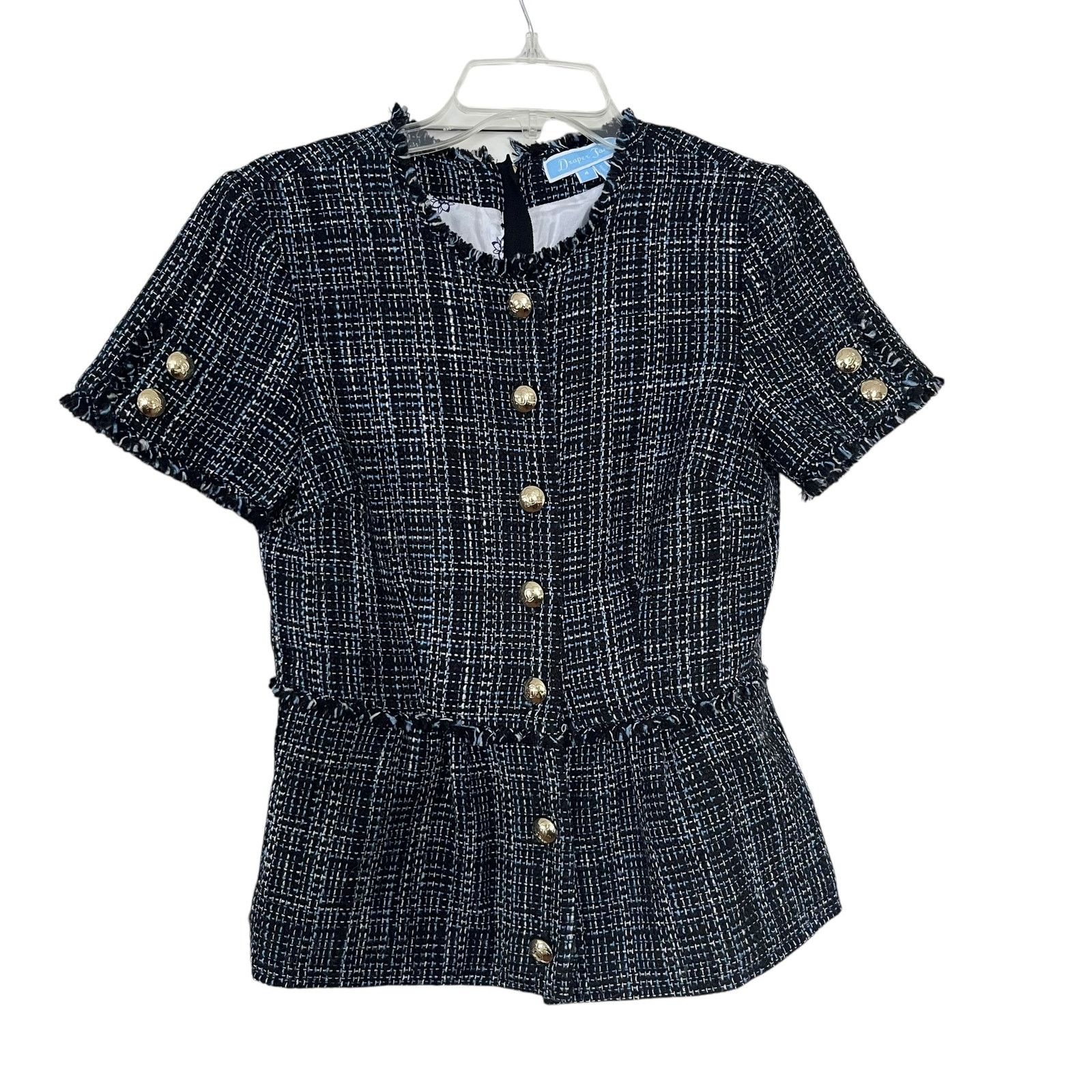 Other Draper James Tweed Short Sleeve Gold Button Top Size S / US 4 / IT 40 - 1 Thumbnail