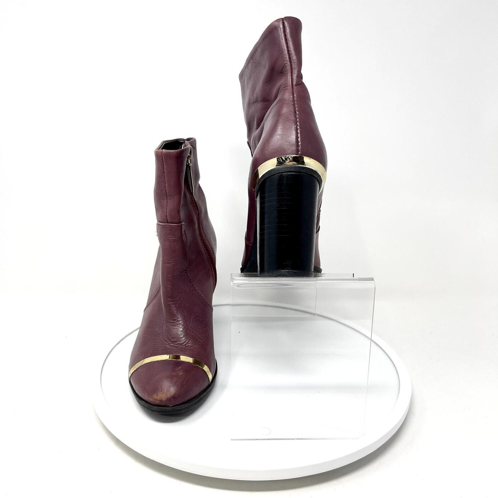 SCHUTZ Schultz 6 Caelainn Cabernet Purple Leather Designer Mid Heel Size US 6 / IT 36 - 2 Thumbnail