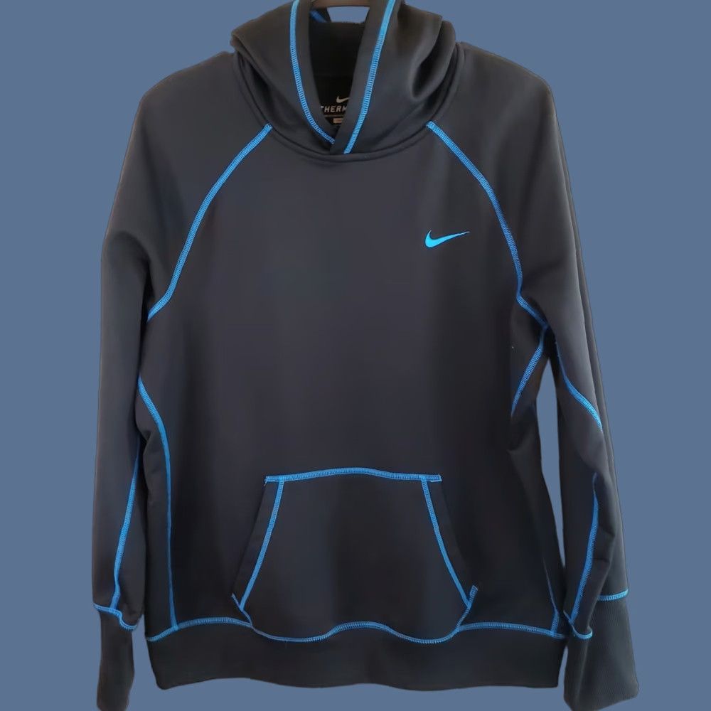 Nike Nike Hoodie Mens XL Black Therma-Fit Pullover Fleece Lined Jacket Pockets BlueT Size US XL / EU 56 / 4 - 1 Thumbnail