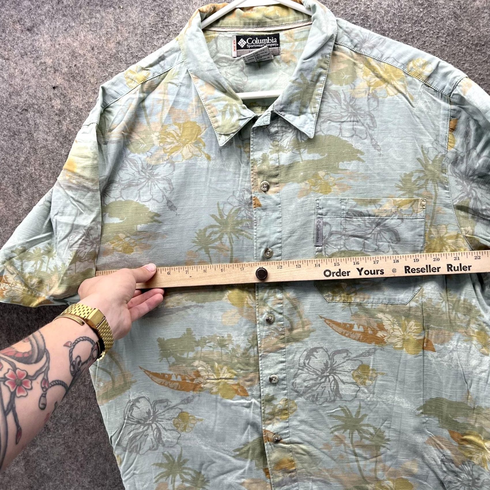 Vintage Columbia Shirt Mens L Green Hawaiian Floral Short Sleeve Button Front Casual Pocketed Size US L / EU 52-54 / 3 - 5 Thumbnail