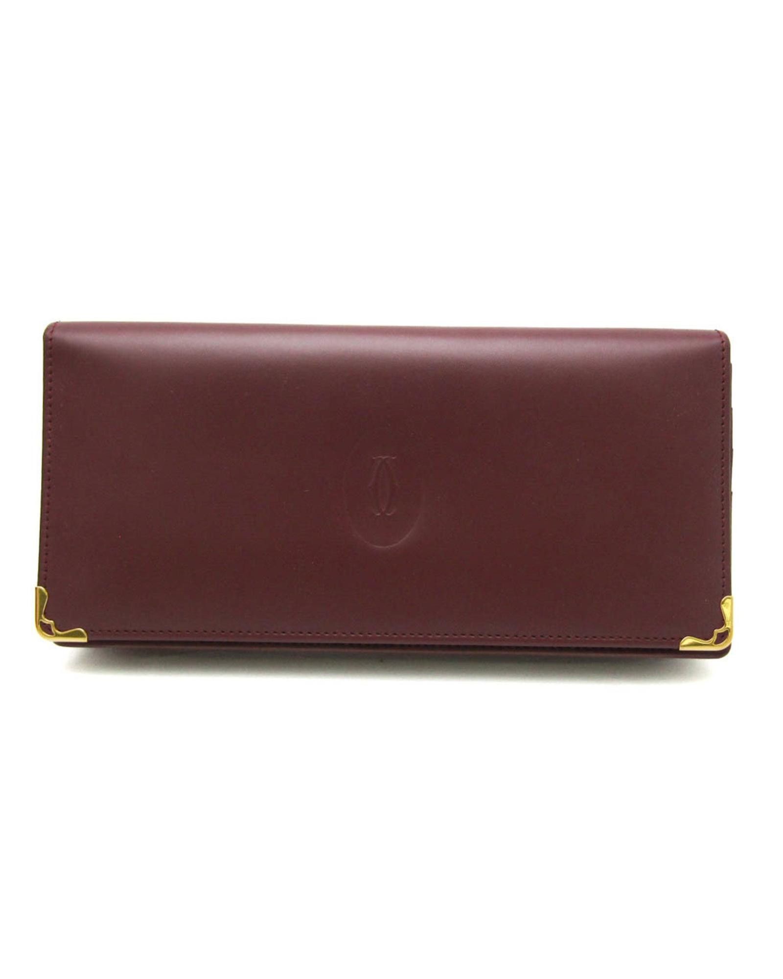 image of Cartier Bordeaux Leather Bi-Fold Wallet in Burgundy, Women's