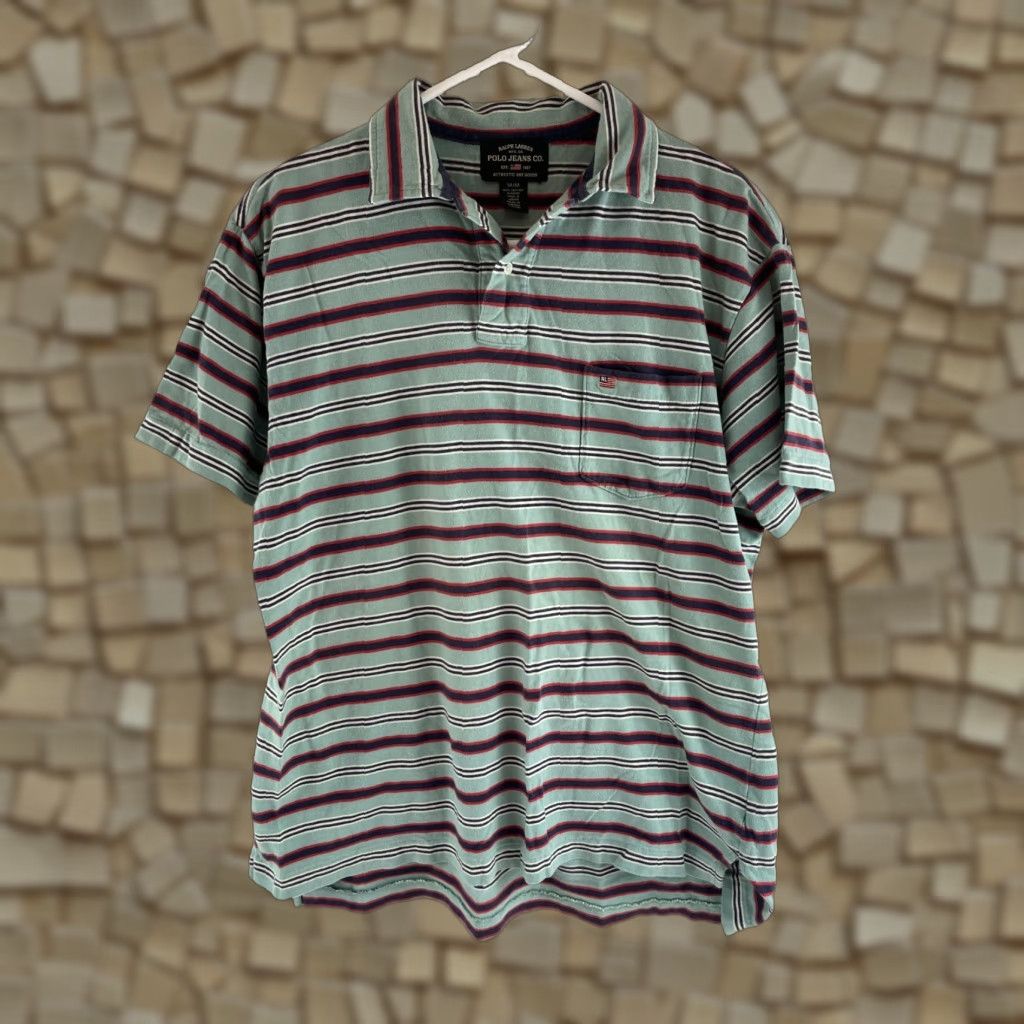 Ralph Lauren Ralph Lauren Polo Shirt Men M Mint Green Striped Pockets 1/4 Button Up Size US M / EU 48-50 / 2 - 1 Thumbnail
