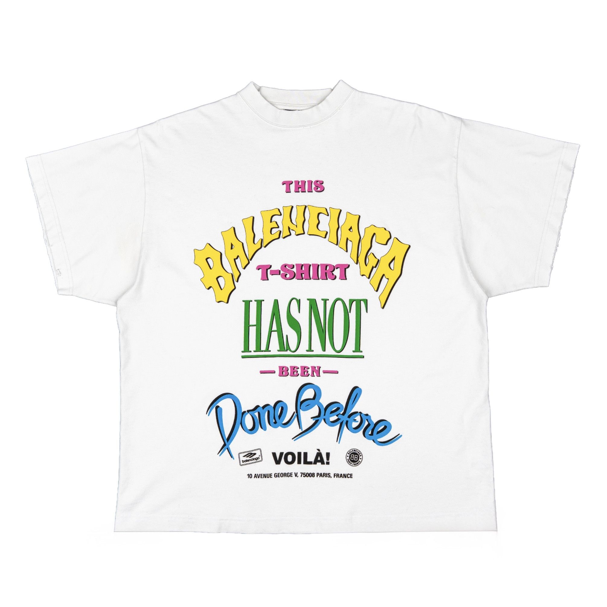 Balenciaga Not Been Done Yet Logo Short Sleeve Tee Shirt White Multi Size US XS / EU 42 / 0 - 1 Thumbnail