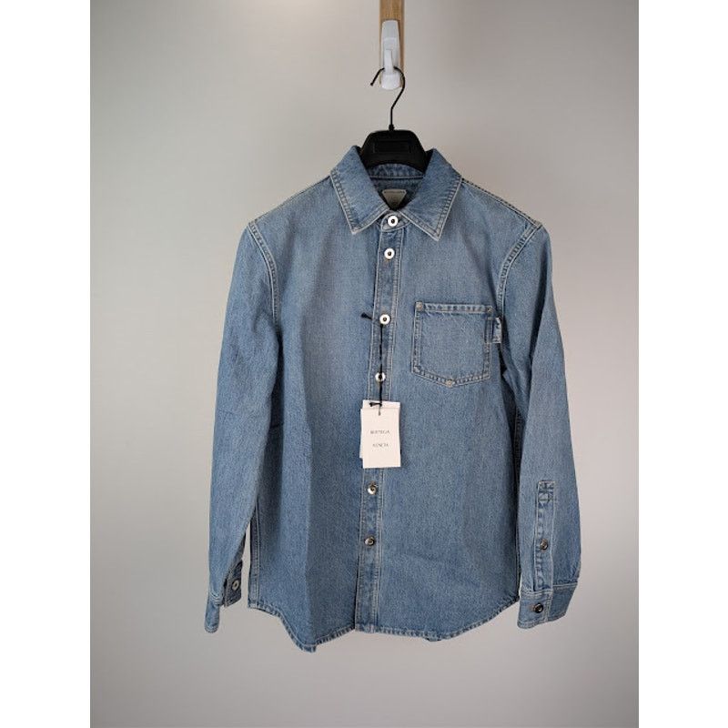 Bottega Veneta o1rshd1 Vintage Indigo Denim Shirt in Mid Blue Size US S / EU 44-46 / 1 - 8 Thumbnail