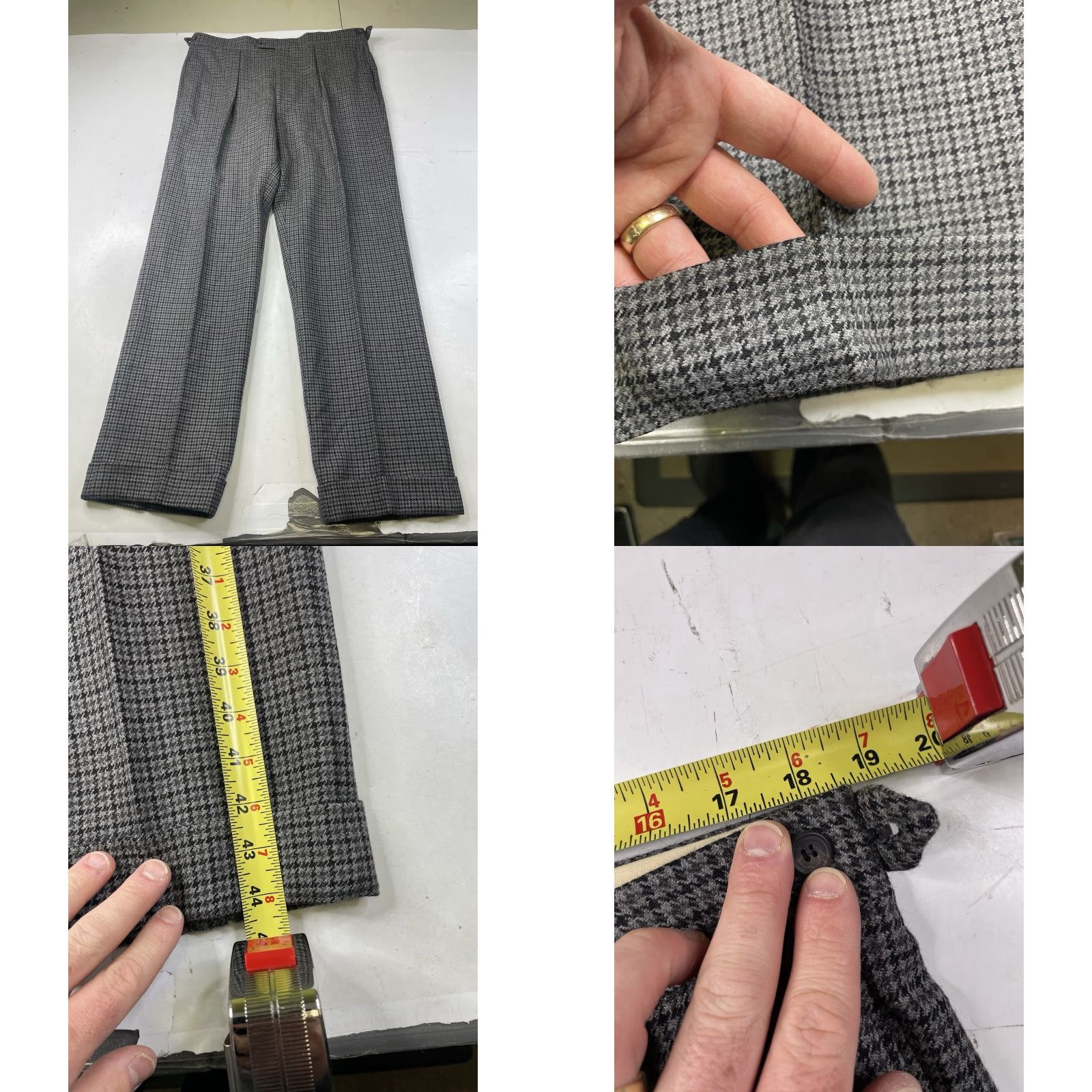 Paul Stuart PAUL STUART Plaid Houndstooth Wool Tweed Suit 43-37 Long Jacket Pants Men Gray/Multi 2 Piece Long Regular Canada Size 46R - 9 Thumbnail