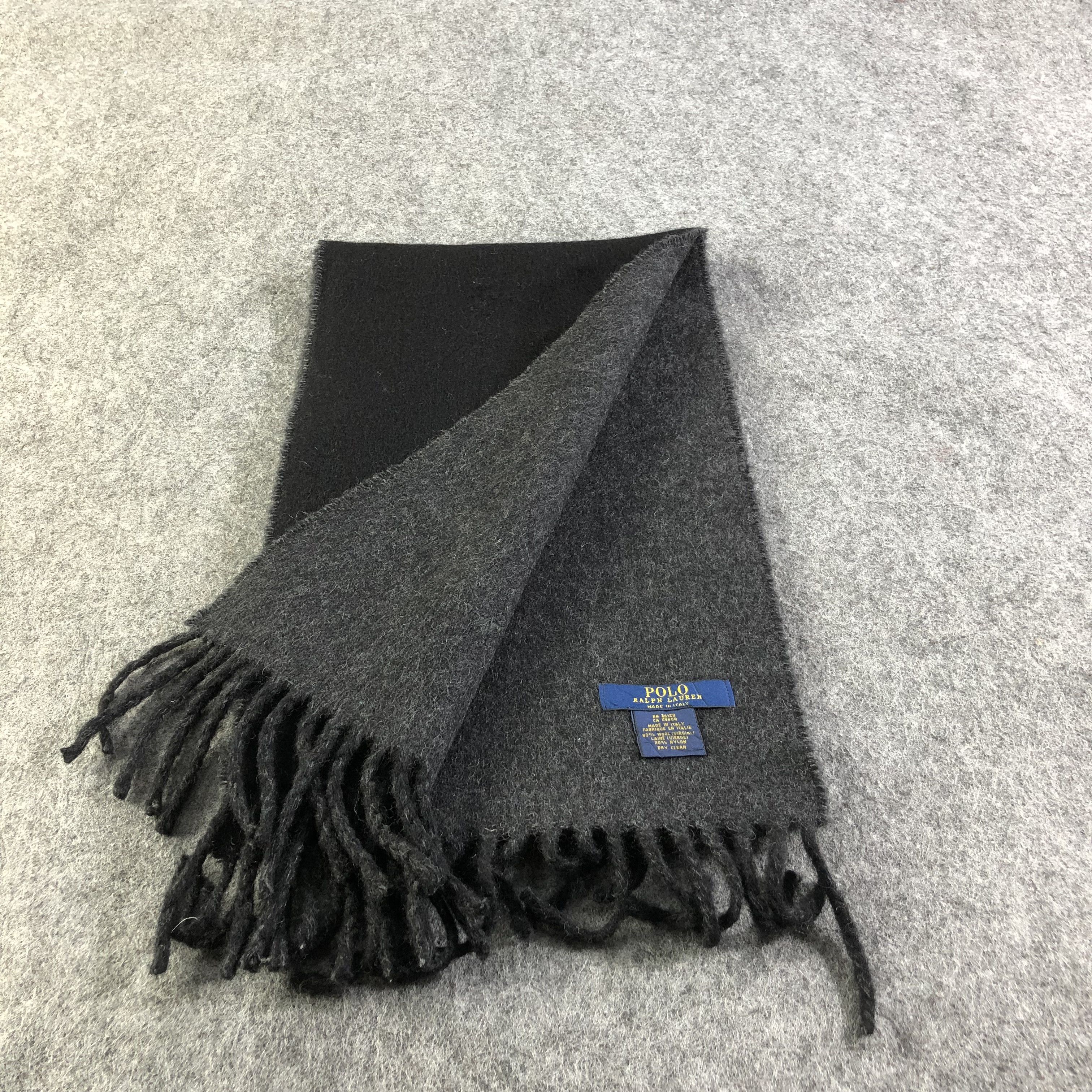 Polo Ralph Lauren Polo Ralph Lauren Plain Black Wool Scarf Muffler V1603 Size ONE SIZE - 5 Thumbnail