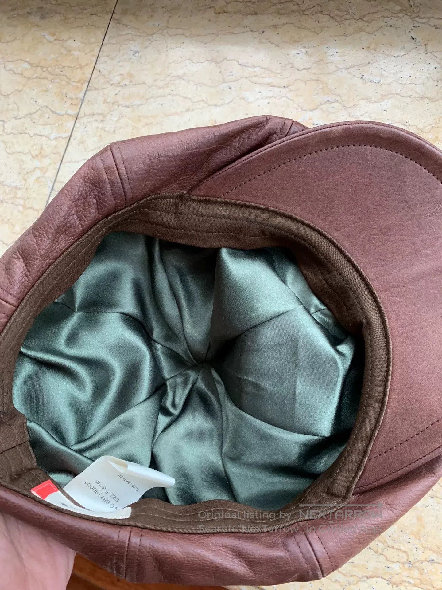 Japanese Brand Brown Leather Newsboy Cap. Size ONE SIZE - 6 Thumbnail