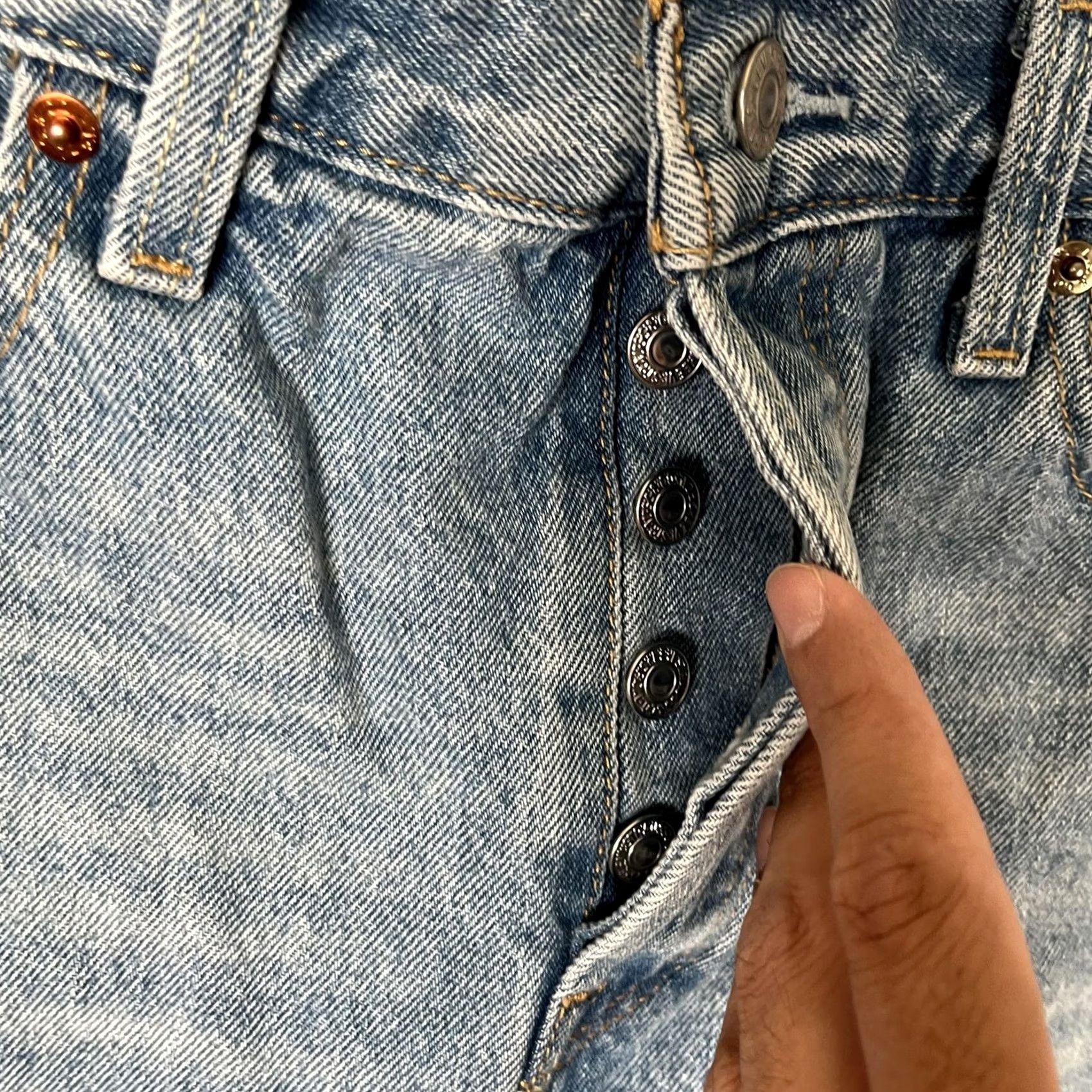 Levi's Levi's Womens Icon Skirt Blue Denim Mini Button Fly Casual Size 29" - 3 Thumbnail