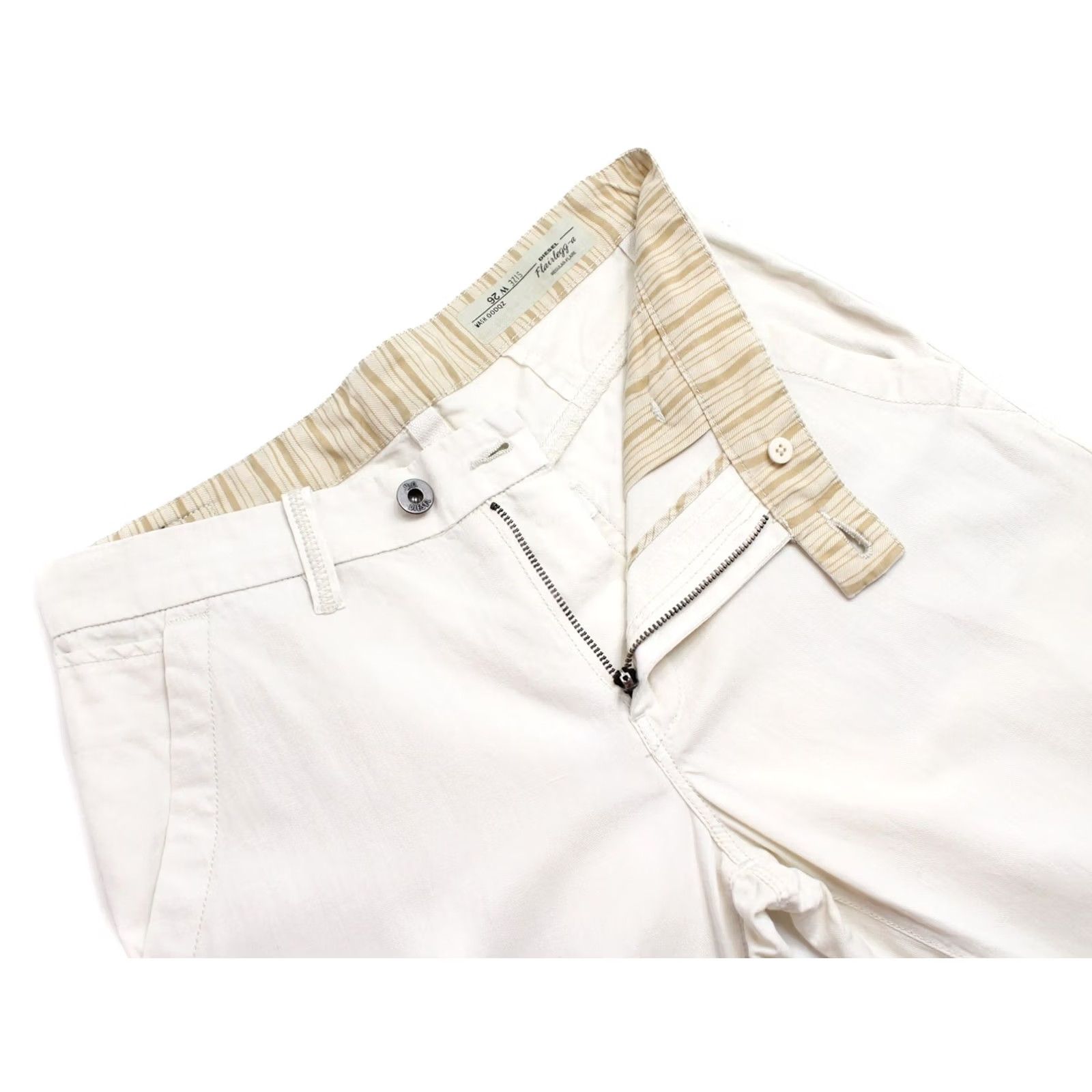 Diesel Diesel Flairlegg-a Regular-Flare 00DQZ Trousers Women's W26 Linen Blend Ivory Size 26" / US 2 / IT 38 - 4 Thumbnail