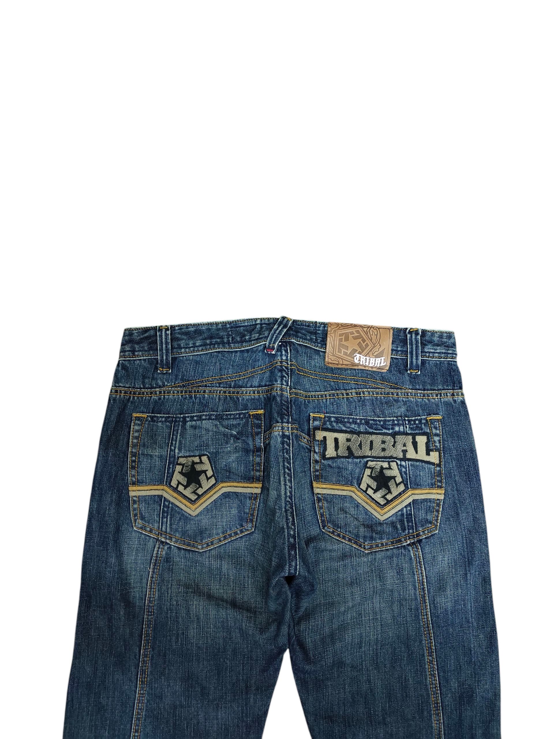 Tribal Streetwear 2000s Tribal Streetwear Embroidered Logo Pocket Denim Jeans Size US 33 - 2 Thumbnail