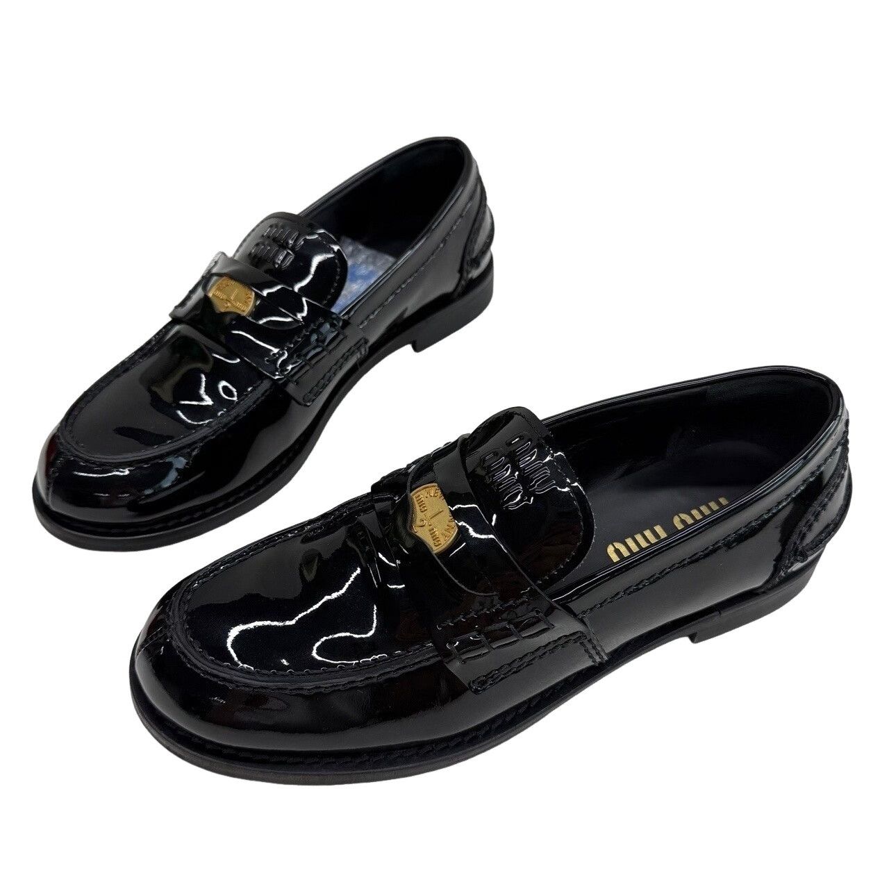 Miu Miu Miu Miu Patent Leather Penny Loafers Size 37.5 Size US 7.5 / IT 37.5 - 1 Thumbnail