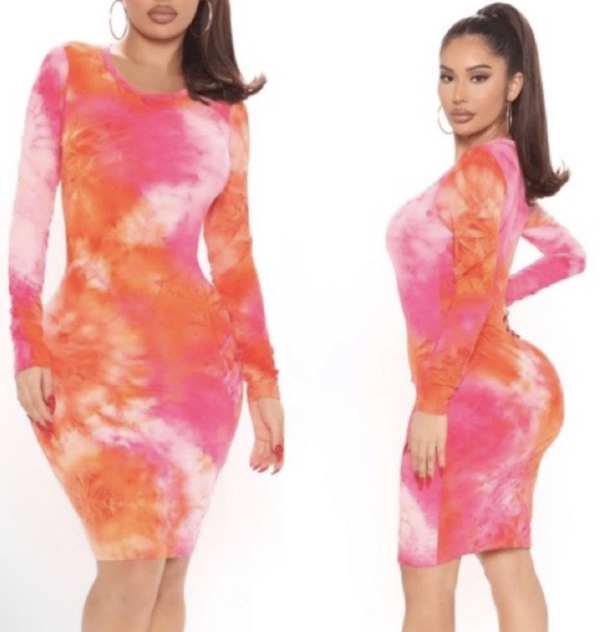 Other Pink & orange Tie Dye Dress stretchy Small fits medium Size S / US 4 / IT 40 - 1 Thumbnail