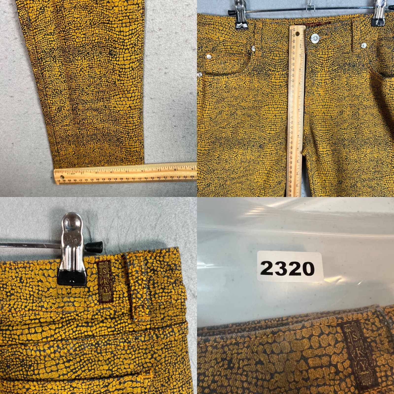 Vintage SKI Jeans Jeans Skinny Adult Womens 11/12 Yellow Black Stretch Cotton Blend Denim 5-Pocket Inseam 31 in Zip Size 34" / US 12 / IT 48 - 8 Thumbnail