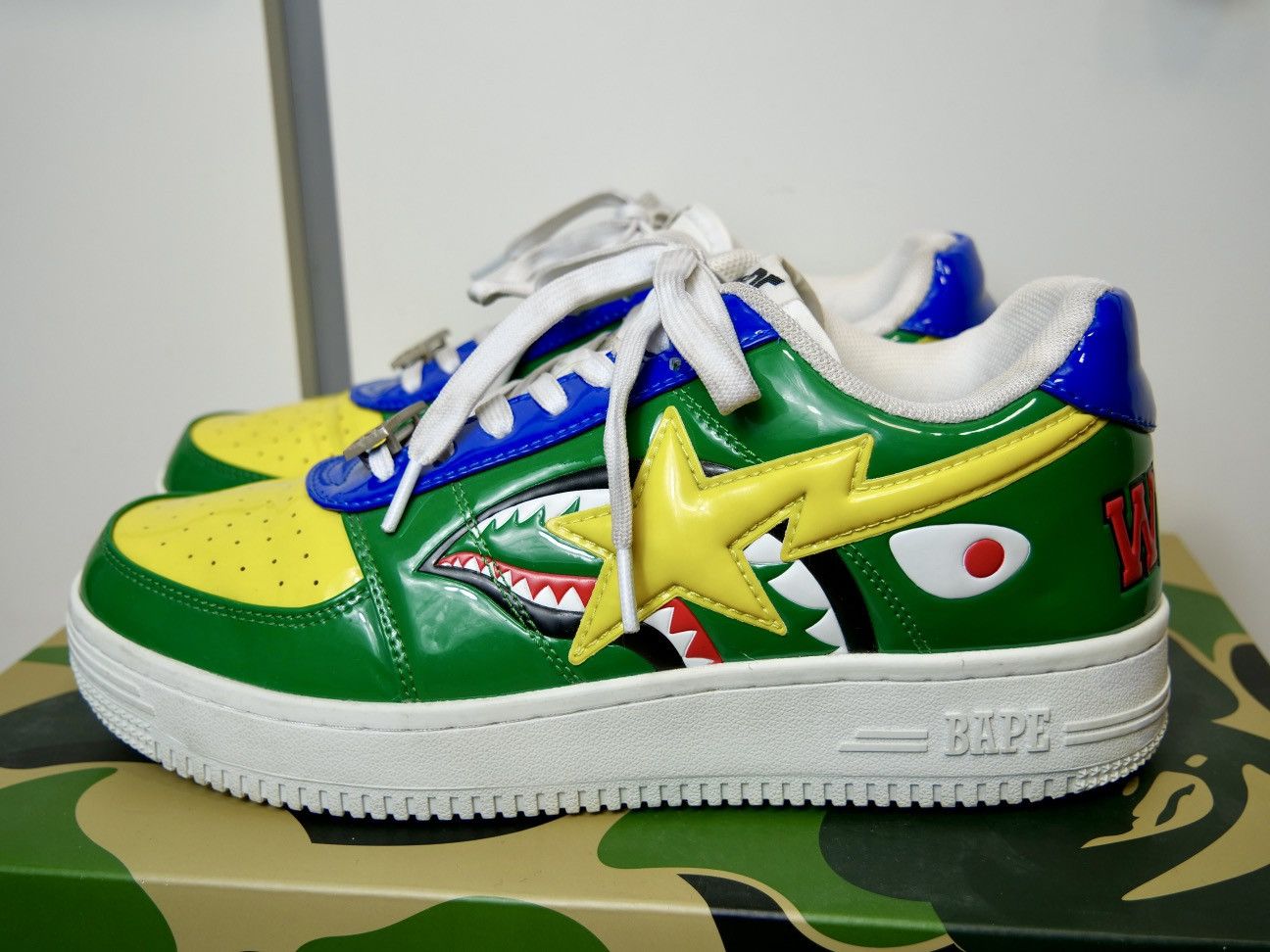 Bape Like New Bathing Ape Brazil SHARK BAPESTA Yellow Blue Green Size US 8 / EU 41 - 2 Thumbnail