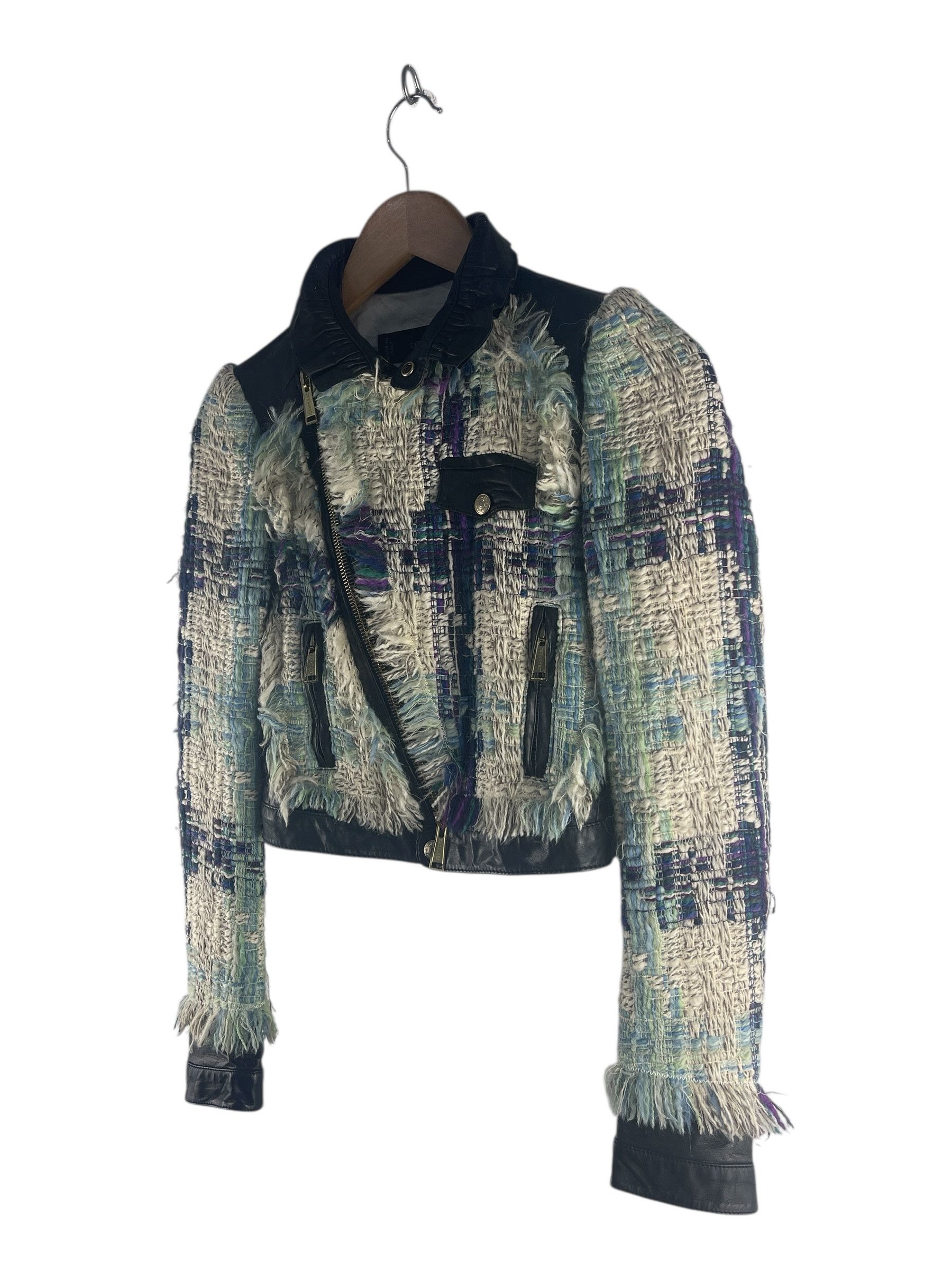 Dsquared2 Dsquared2 Cropped Tweed Biker Jacket - Made in Italy Size US XXS / EU 40 - 6 Thumbnail